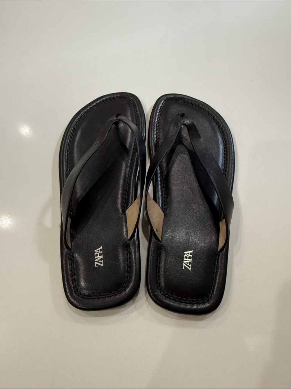 Zara Black Leather Thong Sandals - Picture 6 of 10